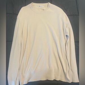 ZARA LARGE CREAM LONG SLEEVE WAFFLE T-SHIRT